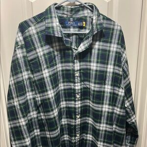Polo by Ralph Lauren Green and Blue Casual Button Down Shirt